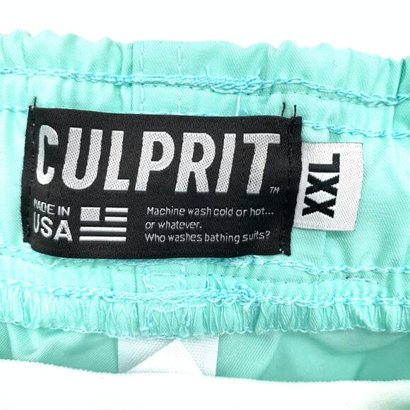 Culprit Swimwear Men's XXL Solid Light Turquoise Swim Short Bottoms NEW - Picture 6 of 7